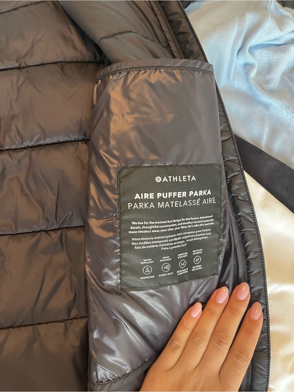 Athleta Aire Puffer Parka Black Jacket - Picture 8 of 8